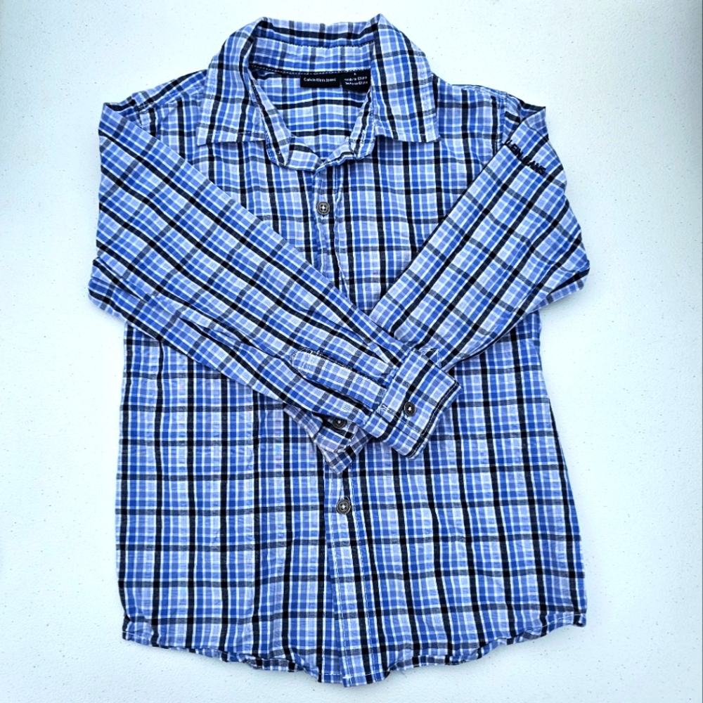 Calvin Klein Button Down Long Sleeve Dress Shirt - Boys Size 6